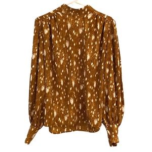 Express Blouse Pony Hair Print NWT Balloon Sleeve Womens Size M Animal Print